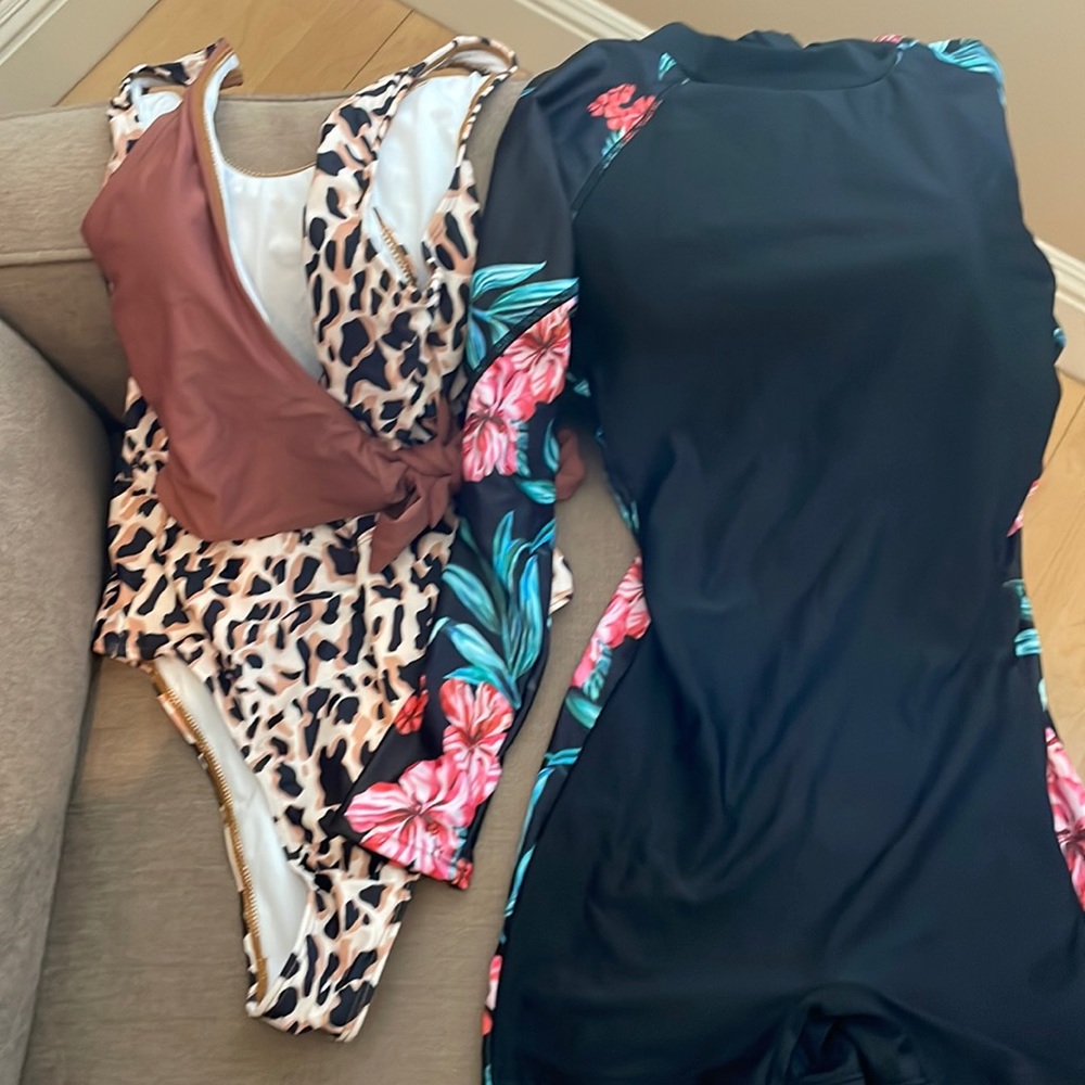 Shein swim bundle- never worn wetsuit-style and cheetah suits